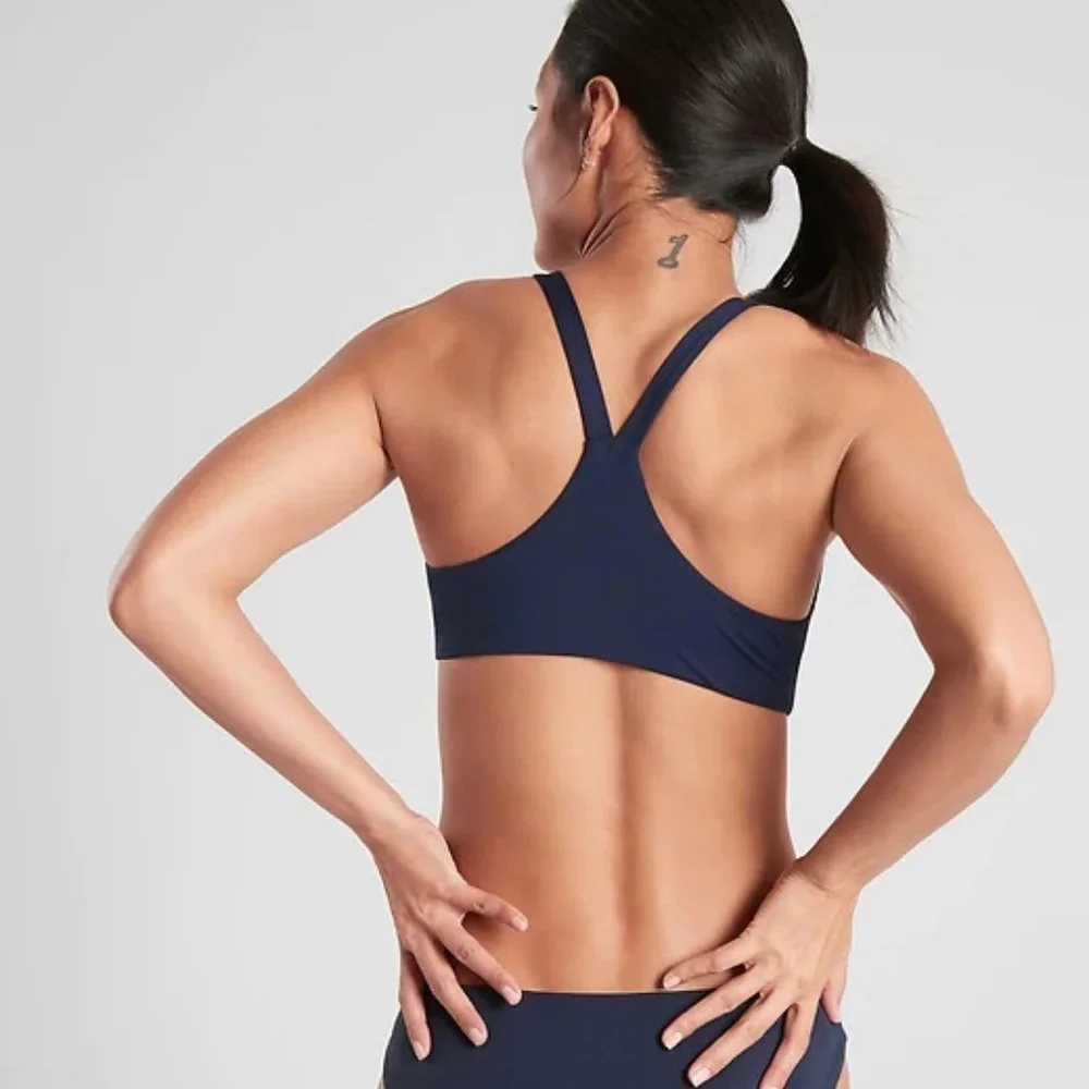 Athleta High Neck Bikini Top size M Blue